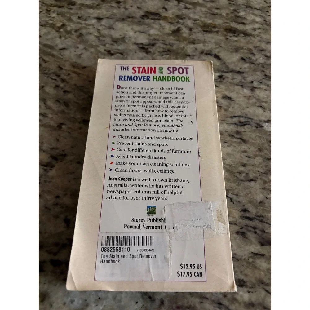 The Stain and Spot Remover‎ book Handbook by Jean Cooper Practical Guide